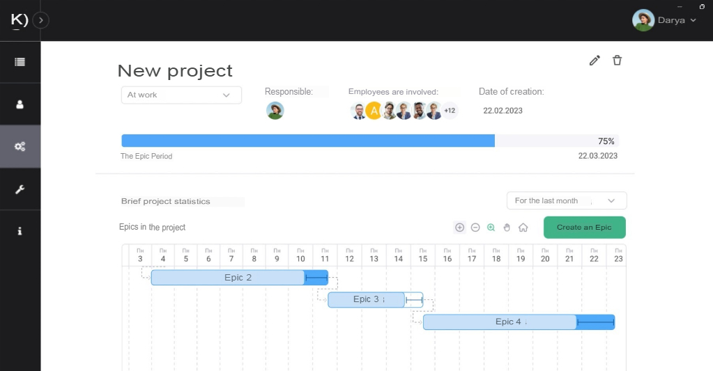Gantt Chart. Project Management Functionality in Kickidler.